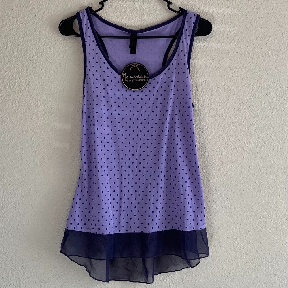 Nouveau By Pajama Drama Polka Dot Racerback PJ Top